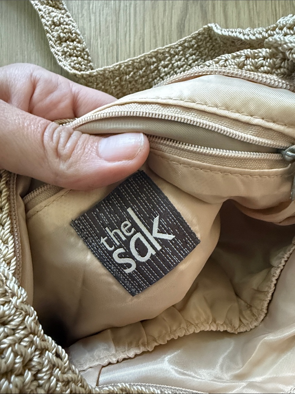 The Sak Neutral Striped Crochet Shoulder Bag — Beige & Cream - Picture 4 of 5